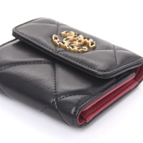 chanel quilted trifold wallet|Chanel 19 small flap wallet.